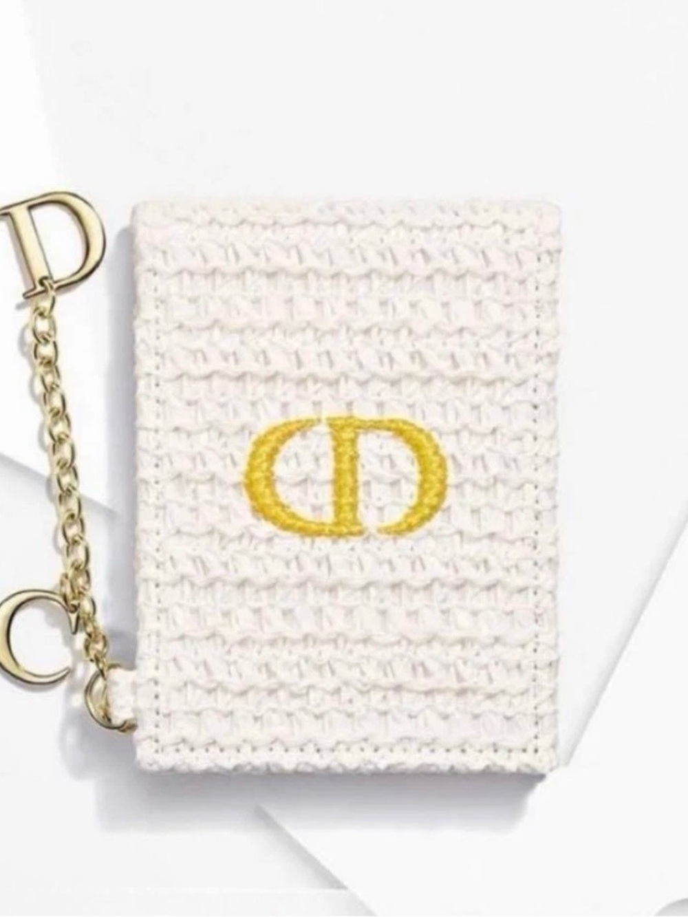 Dior white Crochet mirror, CD Stitching and Gold Hardware GWP